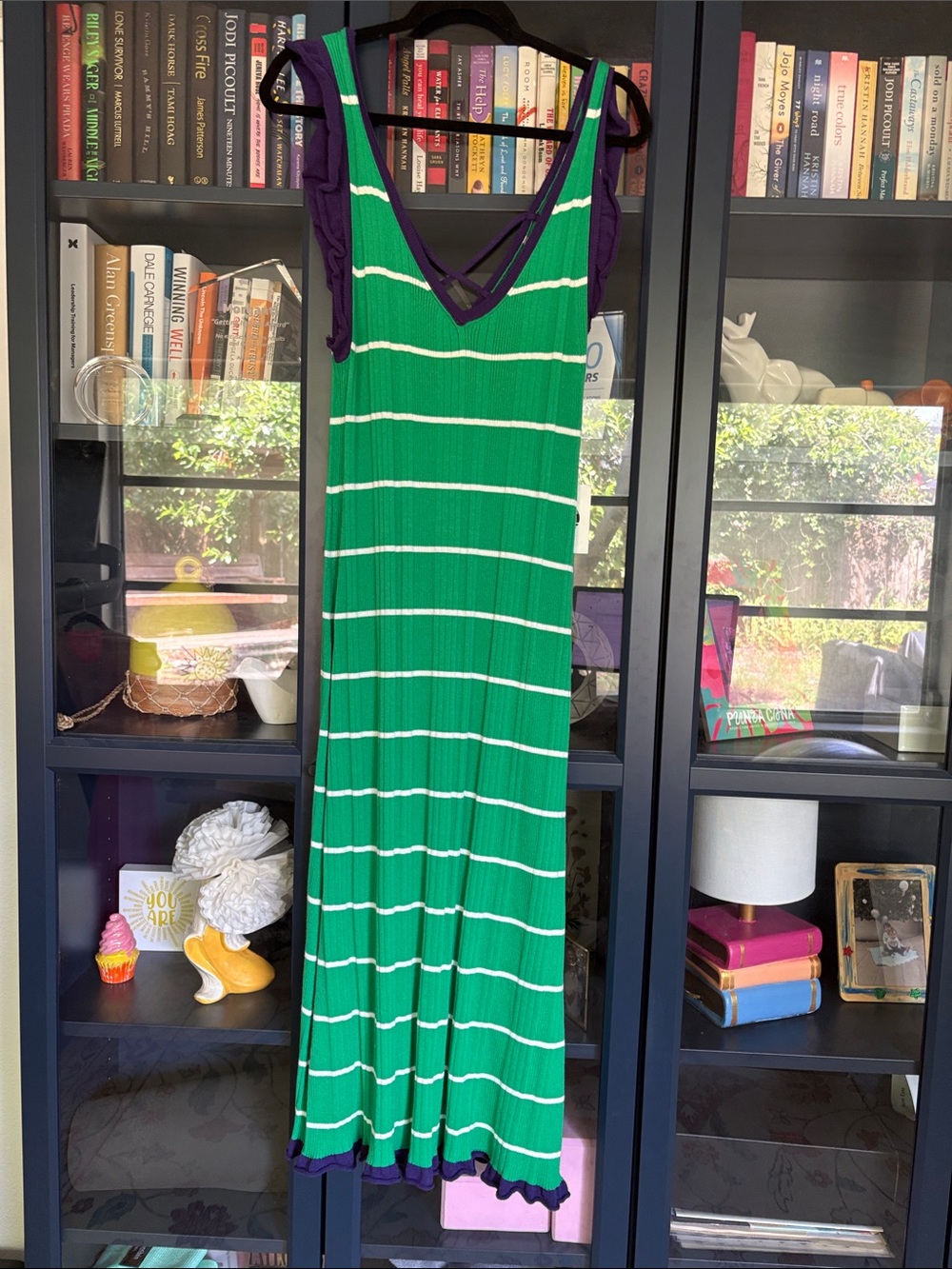 NWT Rosie Daily Practice Green and White Striped Midi Dress